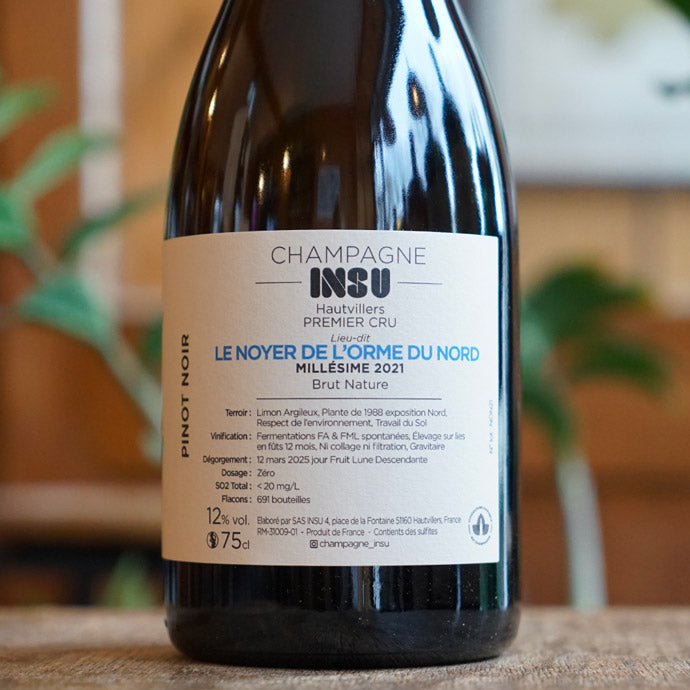 Champagne 1er Cru Hautvillers "Le Noyer de l'Orme du Nord" 2021 - Champagne INSU